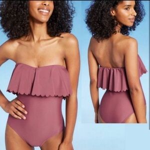 Kona Sol One Piece Swimsuit with Removable Straps in Mulberry - Size S